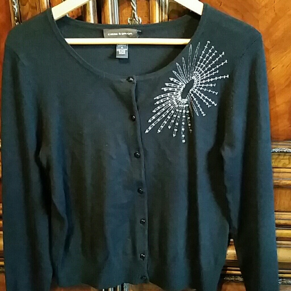 Cable and Gauge  Button Cardigan with Bead Design